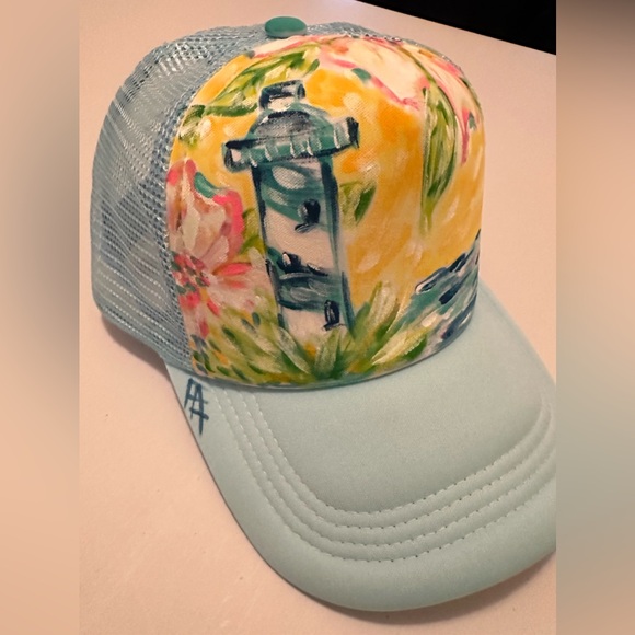 Womens Trucker hat hand painted. - Picture 2 of 5